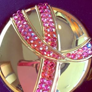 Jeweled Pink Ribbon Compact